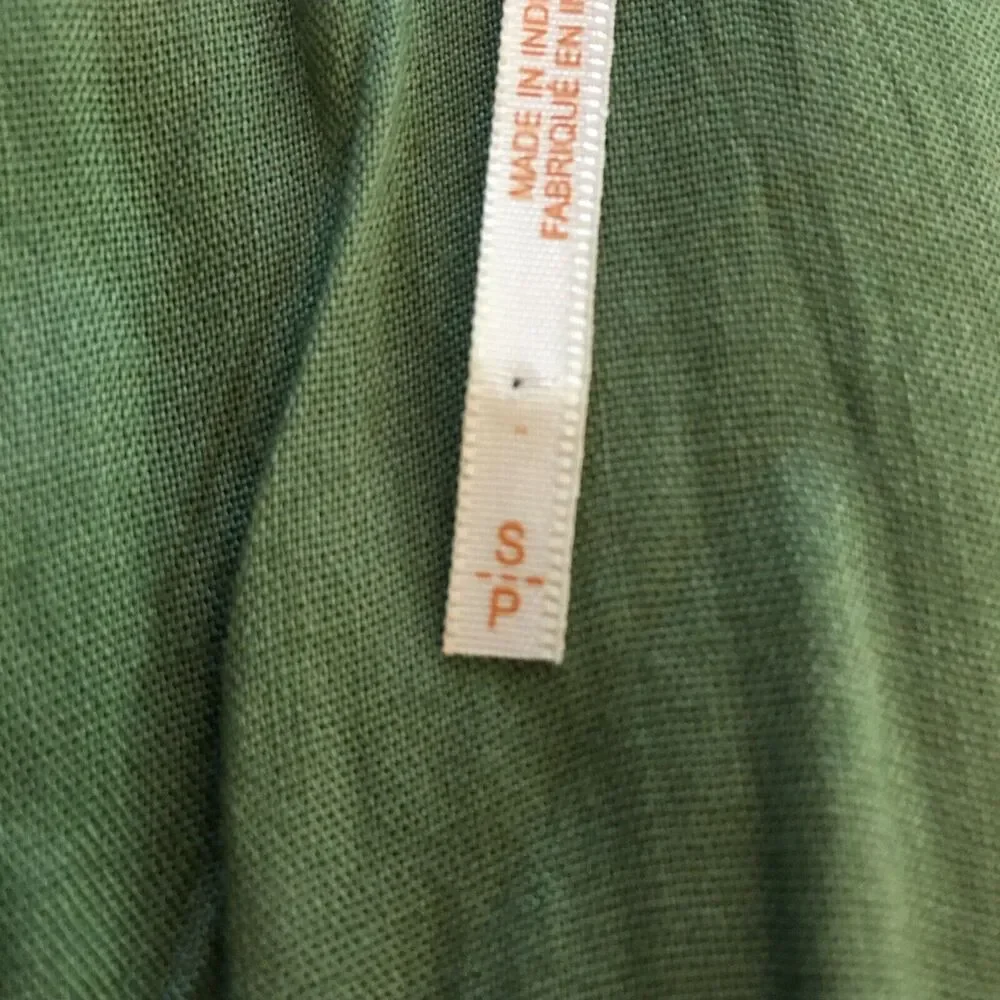 Free People Dress Womens Sz S Green Ruffled‎ Crinkle Mini Wrap Sundress V-Neck